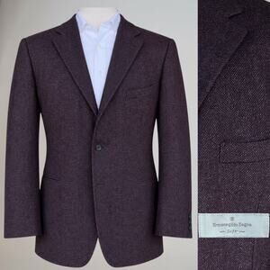 Ermenegildo Zegna 46L Cashmere Wool Sport Coat Burgundy Merlot Unlined 3/2 Roll